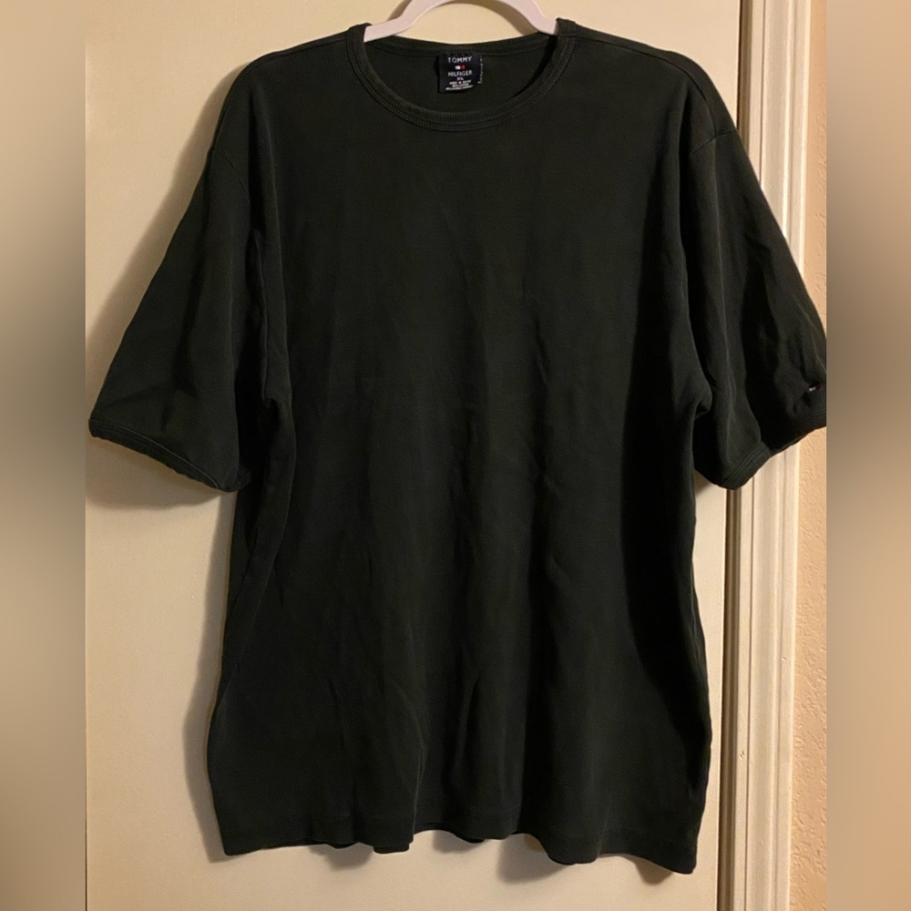 VINTAGE TOMMY HILFIGER XL BLACK RIBBED TEE